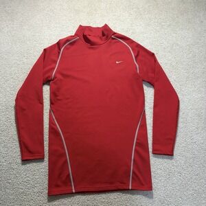 Nike Team Fit Dry Long Sleeve Mock Neck Baselayer Shirt Men's XL Red